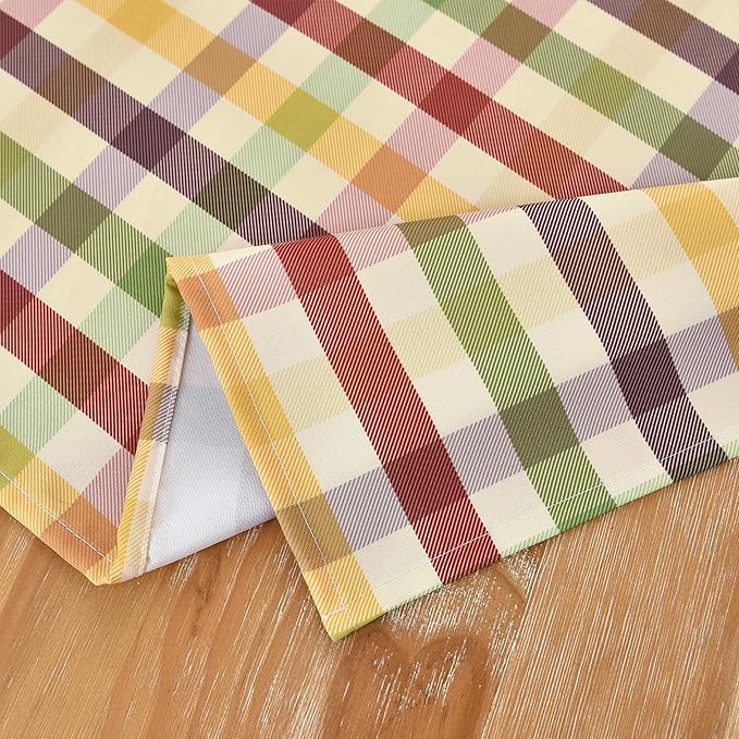 Waterproof Plaid Tablecloth Fabric - Square 58x58 Inch Classic Gingham Checker Christmas Thanksgiving Table Cloth for Indoor/Outdoor Use - Xmas Tabletop Cover for Picnics, BBQs, and Parties