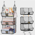 Hanging Closet Organizers and Storage, 6 Tier Closet Shelf Clothes Organizer with 2 S-Hooks, Multi-Functional Iron Wire Baskets, for Clothing, Sweaters, Handbags, Hat, Canned