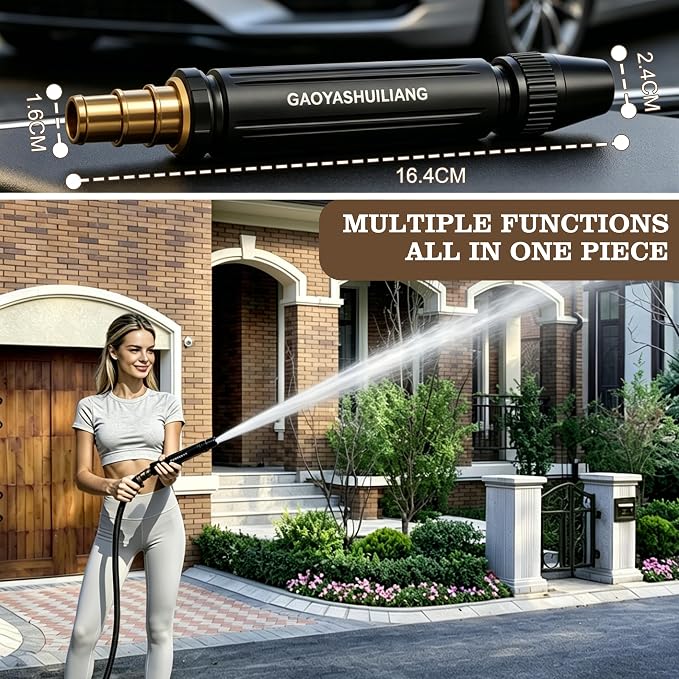 2Pcs Home High-Pressure Car Wash Water Gun, Heavy Duty Adjustable Hose Nozzle, 2026 Multi-Function Metal Garden Hose Sprayer for Car, Garden, Yard, Plant and Vegetable Watering
