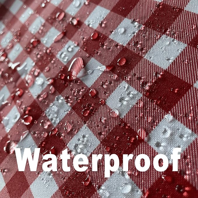 Waterproof Plaid Tablecloth Fabric - Oblong 52x70 Inch Classic Buffalo Tartan Table Cloth for Indoor/Outdoor Use - Washable Tabletop Cover for Dinner, BBQs, and Parties