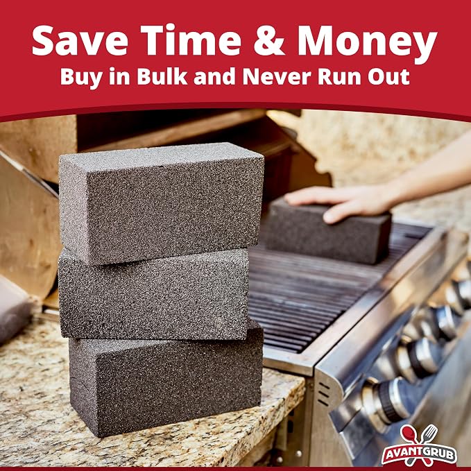 Commercial Grade, Heavy Duty Grill Cleaning Brick Bulk 4 Pack. Pumice Stone Cleaner Tool Cleans and Sanitizes Restaurant Flat Top Grills or Griddles Effectively Without Harsh Chemicals or Abrasives
