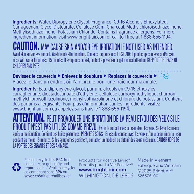 Bright Air 14 oz Odor Eliminator Gel, Light & Pure Unscented, Case of 6, Lasts up to 90 Days