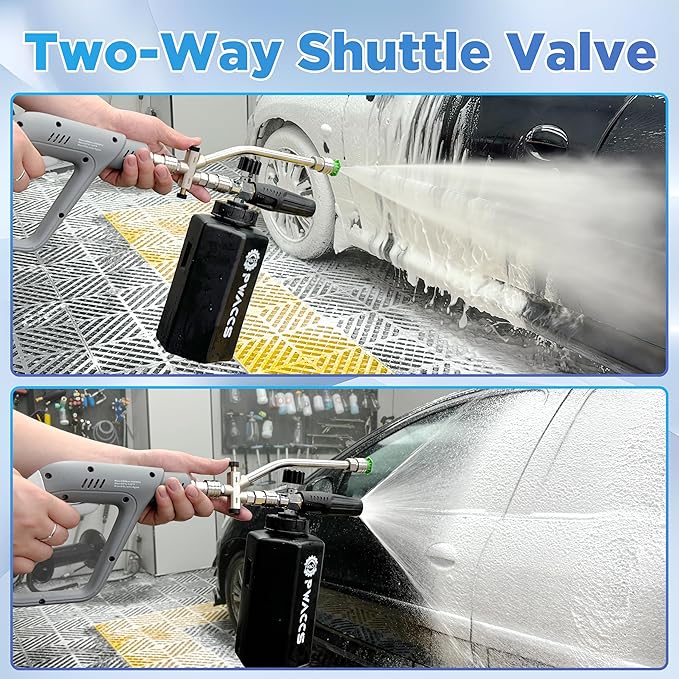 PWACCS Foam Cannon, 1.5 L Pressure Washer Gun with Dual Connector | 4000 PSI, Ideal for Driveways, SUVs & Detailing, Car Wash, Fits Most Pressure Washers with 1/4" Quick-connect