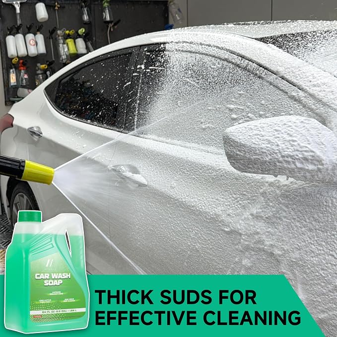 M MINGLE Pressure Washer Gun with Foam Cannon, 64 Fl Oz Car Wash Soap | 5 Power Washer Nozzle Tips, Adjustable Thick Foam, Car Wash Foam Gun for Car Washing, Patio Cleaning, 4000 PSI