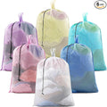 6 Pack 24 x 36 Inches Colorful Mesh Laundry Bag with Handles Machine Washable Secure Drawstring Closure Large Sturdy Mesh Net Laundry for College Travel Dorm Laundromat