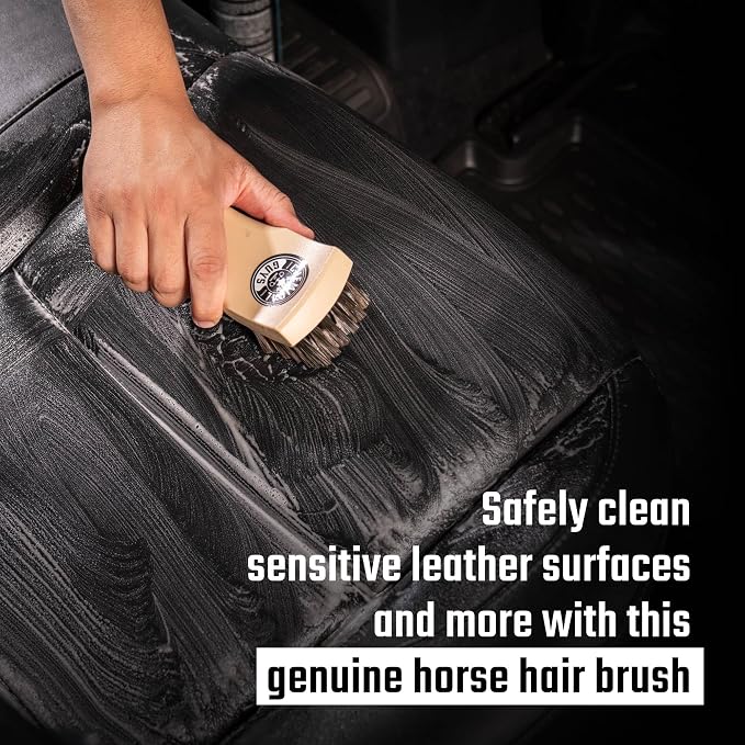 Chemical Guys Long Bristle Horse Hair Leather Cleaning Brush - Leather Brush to Gently Clean Car Interiors,Furniture,Sneakers,Boots,and More - Safe for Natural,Synthetic,Faux,and Pleather,(Pack of 12)