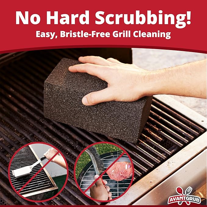 Commercial Grade, Heavy Duty Grill Cleaning Brick Bulk 4 Pack. Pumice Stone Cleaner Tool Cleans and Sanitizes Restaurant Flat Top Grills or Griddles Effectively Without Harsh Chemicals or Abrasives