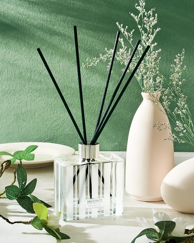 M&SENSE Reed Diffuser Set, Citrus Zest, 7.04 oz Natural Essential Oil | Non-Toxic Organic, Long-Lasting Fragrance, Ideal for Kitchen Home Office, Gifts for Women