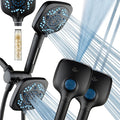 AquaCare 82-Mode High Pressure 6-way Combo with Filter & 2-mode Power Wash | Filters Chlorine & Toxins, Softens Hard Water for Healthy Skin & Hair. Handheld Shower Head Cleans Tub, Tile & Pets / Black