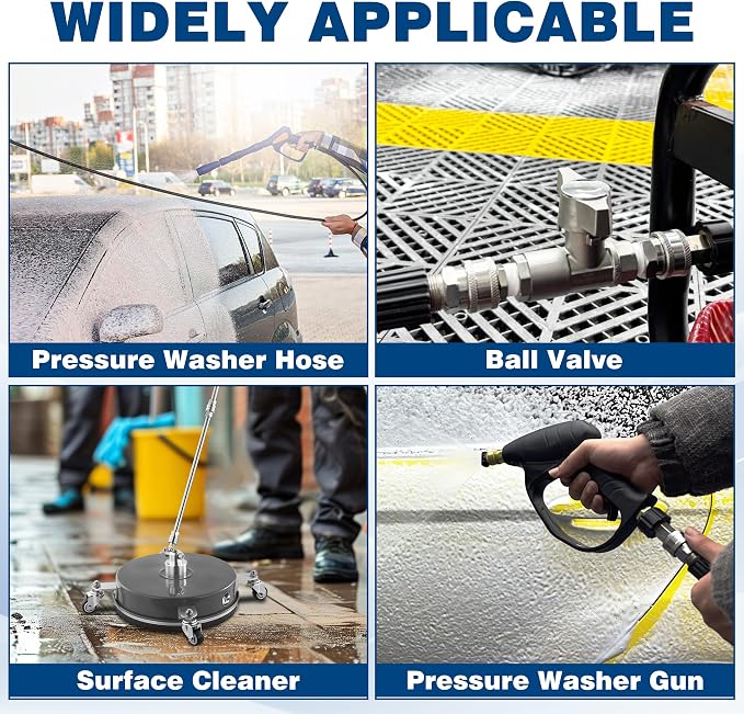 3/8 Inch NPT Pressure Washer Quick Connect Adapter Set, 12-Piece | Stainless Steel Male Thread Fittings for Compatible Hose, Gun, Wand and Surface cCeaner Connections, Rated Up to 5000 PSI