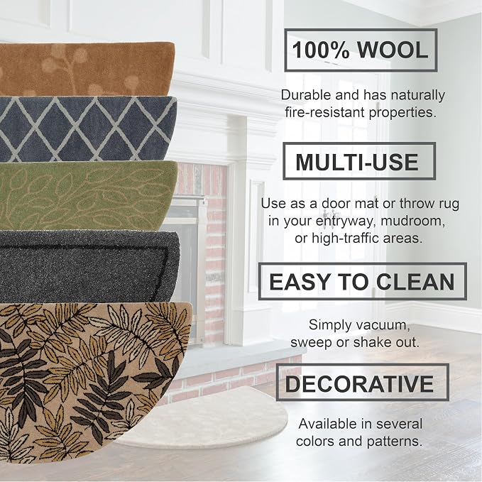 UniFlame - Gray 100% Wool Hearth Rug - Size: 44" L x 22" W | Protects Floor from Heat, Embers, and Sparks