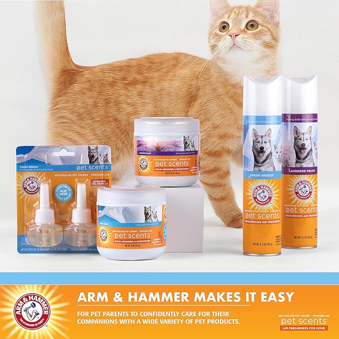Arm & Hammer Pet Scents Gel Odor Eliminator, Baking Soda Deodorizer for Pet Rooms, Litter Box Areas, and Indoor Spaces, Long-Lasting Solid Gel Format, Fresh Breeze Scent, 15 Oz