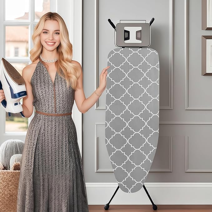 Ironing Board Cover with Two 5MM Thick Feltpads,12"x36"Heat Resistant Replacement Ironing Board Cover and Pad,Fits Standard Ironing Boards,Durability and Easy to Install