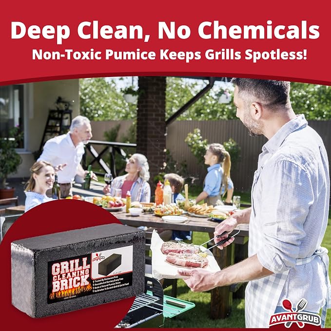 Commercial Grade Grill Cleaning Brick Bulk 24 Pack by Avant Grub. Pumice Stone Cleaner Tool Cleans and Sanitizes Restaurant Flat Top Grills or Griddles Effectively Without Harsh Chemicals or Abrasives