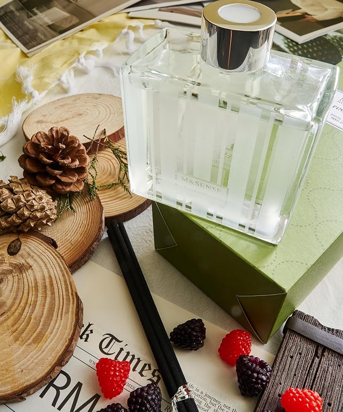 M&SENSE Reed Diffuser Set, Pine Forest, 7.04 oz Natural Essential Oil | Non-Toxic Organic, Long-Lasting Fragrance, Ideal for Living Room Study, Gifts for Women