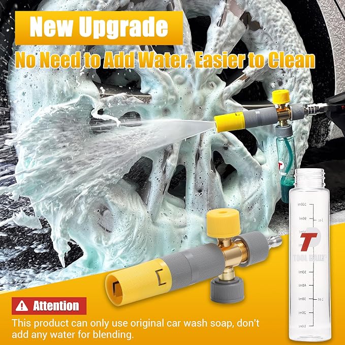 Tool Daily Foam Cannon, Small Foam Cannon for Pressure Washer | 5 Power Washer Nozzle Tips, 1/4 Inch Quick Connect