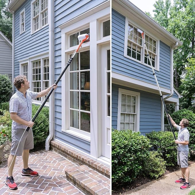 Electric Solar Panel Cleaning Kit, 20FT Telescoping Water Fed Brush | 2 spin speeds and up to 2 hours of runtime for solar panels, high windows, roofs, RVs, boats, and outdoor surfaces.