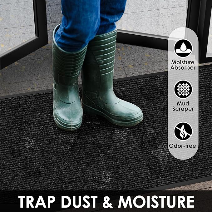 3′ x 27′ Front Door Mat Indoor Outdoor Entrance, Commercial Floor Mat Heavy Duty Dirt Trapper Entryway Doormat, Custom Size Non Slip Rubber Backing Welcome mat, Door Mat for High Traffic Area