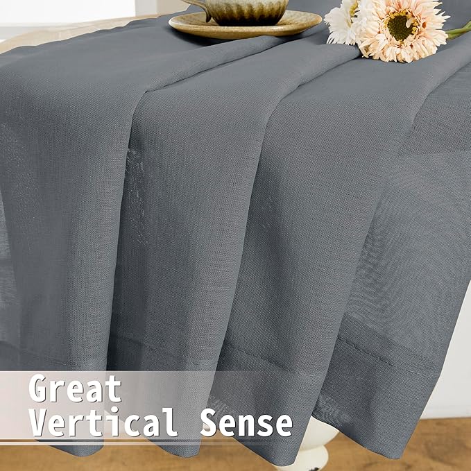 Tollpiz Sheer Door Curtains Closet Linen Textured Curtain Sheers Doorway Light Filtering Voile Patio Glass Door Rod Pocket Curtains French Door, 54 x 80 inches Long, Dark Grey, Set of 1 Panel
