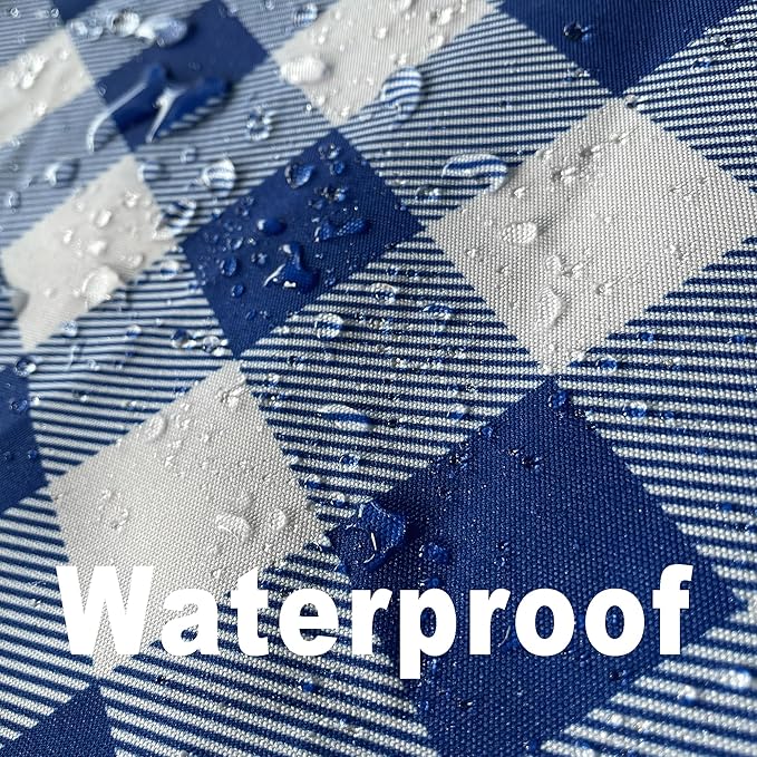 Waterproof Plaid Tablecloth Fabric - Round 108 Inch Classic Gingham Checker Table Cloth for Indoor/Outdoor Use - Buffalo Table Cover for Picnics, BBQs, and Parties