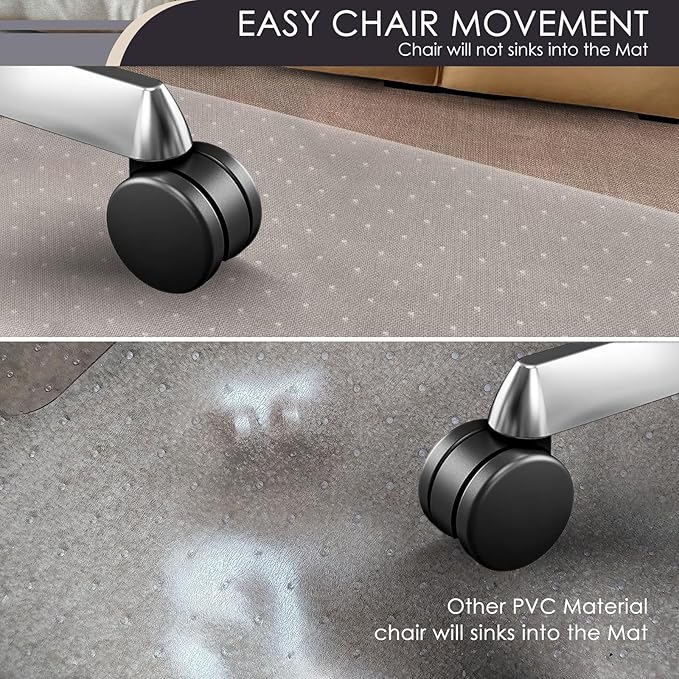 Kuyal Office Chair Mat for Carpet, 2 Pack 48x 60 Clear Heavy Duty Computer Chair Mat, Under Desk Protector Carpeted Floors Mat, Easy Chair Movement,Ship Flat