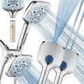 AquaCare 82-Mode High Pressure 6-way Combo with Filter & 2-mode Power Wash | Filters Chlorine & Toxins, Softens Hard Water for Healthy Skin & Hair. Handheld Shower Head Cleans Tub, Tile & Pets / Chrome