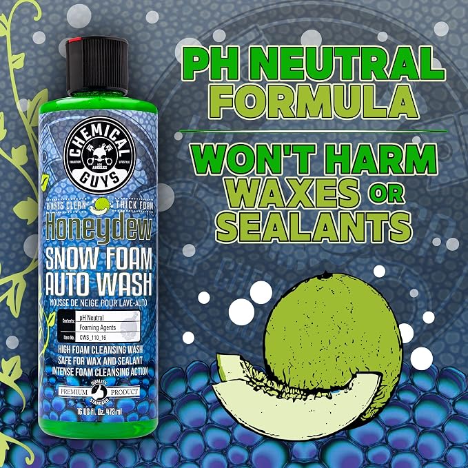 Chemical Guys, Honeydew Snow Foam Car Wash Soap for Foam Cannons, 1 Gallon | High-foaming pH-balanced suds for cannons, guns or buckets, gentle on wax and coatings, fresh honeydew scent