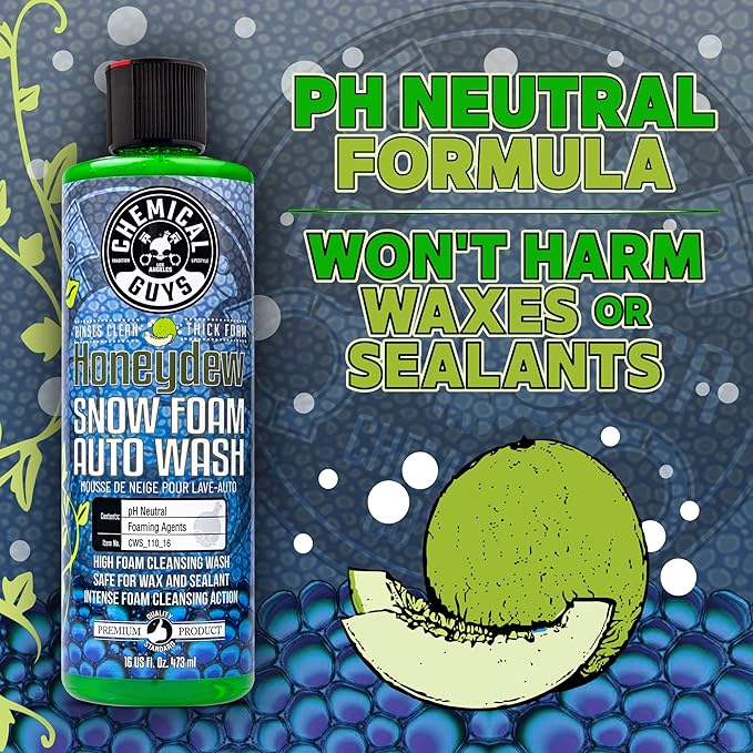 Chemical Guys, Honeydew Snow Foam Car Wash Soap for Foam Cannons, 64 oz | High-foaming pH-balanced suds for cannons, guns or buckets, gentle on wax and coatings, fresh honeydew scent