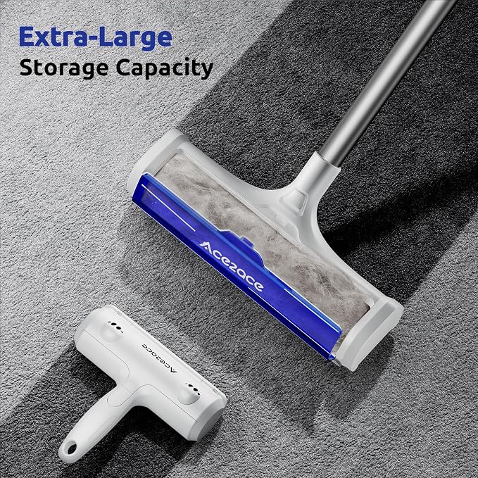 ACE2ACE A3 Pro Carpet Roller for Pet Hair, Carpet Pet Hair Removal Tool | Reusable Large Lint Rollers, No Bending No Kneeling, Cat Dog Hair Remover for Carpet, Rugs, Mats, Royal