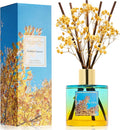 Reed Diffuser - Golden Leaves Reed Diffuser Set with 8 Sticks & Preserved Baby's Breath, Reed Diffuser for Home Bathroom Shelf Decor