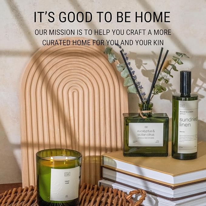 Craft & Kin Reed Diffuser with Dried Flowers | 5 oz Stone Fruit & Sage Scented Holiday Reed Diffusers for Home, Bathroom | Scent Sticks | Elegant Fragrance Home Decor for Men & Women