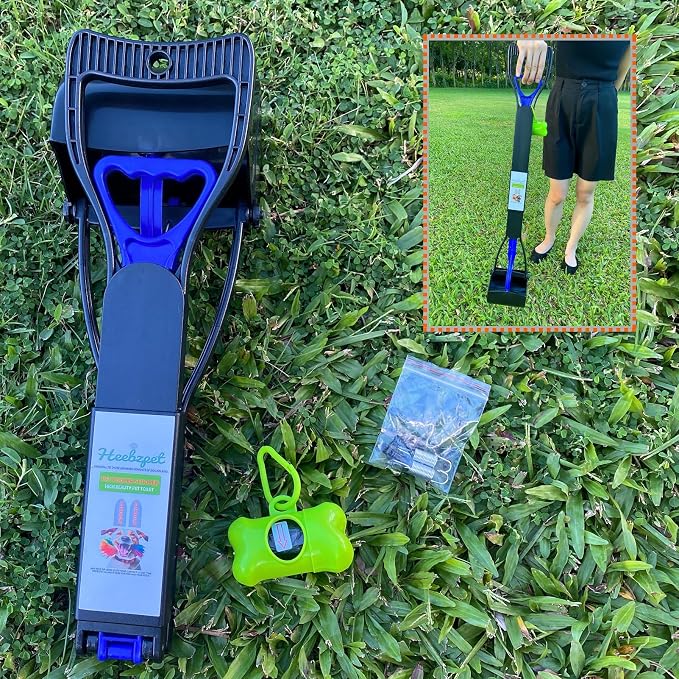 32" Pooper Scooper for Large Small Dogs and Cats, Portable Long Handle Foldable Poop Scoop,Pooper scooper for large dogs with Poop Bags for Grass and Gravel Pet Waste Pick Up
