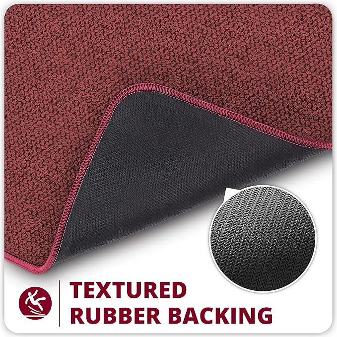 Toilet Rugs U Shaped Bathroom Rug,Machine Washable Non Slip Quick Dry Super Absorbent Ultra Thin Toilet Mats for Bathroom Toilet.Red,1'8"x2'(20x24inch)