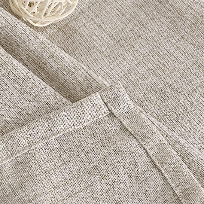 YoungsTex Linen Kitchen Curtains 36 Inches Long for Over Sink, Short Semi Sheer Drapes Light Filtering with Rod Pocket Back Tab for Cafe Bathroom Window, 42 X 36 Inch
