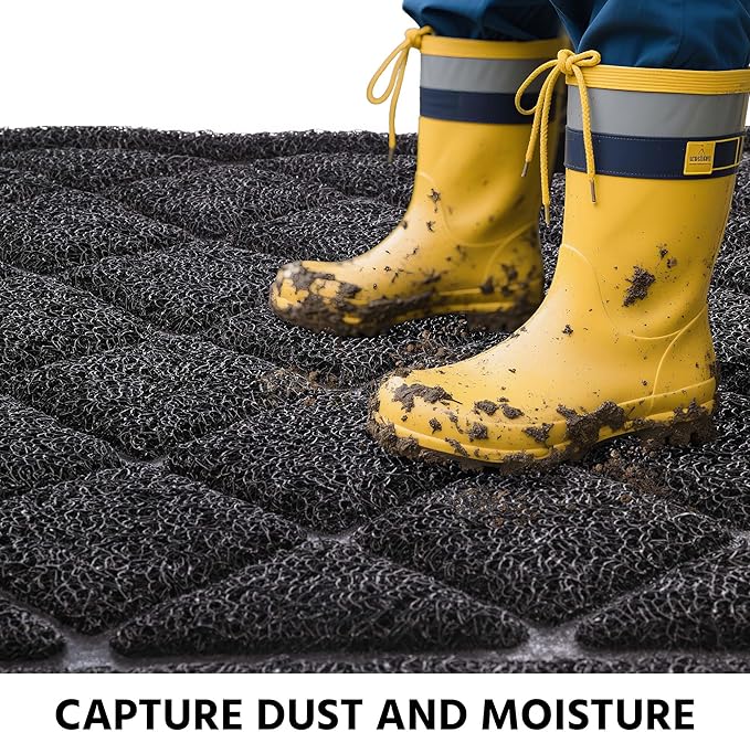 Front Door Mat Indoor Outdoor Entrance, 36" x 48" Heavy Duty All-Season All-Weather Waterproof Doormat Trap Dirt and Moisture Easy Clean Low Profile Patio Porch Entryway Mat