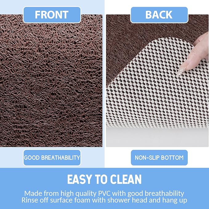 Non-Slip Bathtub Mat, Anti Slip Shower Mat, Fast Drying Bathtub Mats, Foot Scrubber Mat, Anti Slip Mat for Tub, Floor, Bathroom, Kitchen, Home, Hotel (Brown 24"×16")