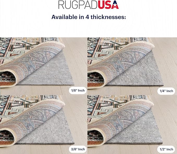 RUGPADUSA - Dual Surface - 7'6" x 9'6" - 3/8" Thick - Felt + Rubber - Enhanced Non-Slip Rug Pad - Adds Comfort and Protection - for Hard Surface Floors