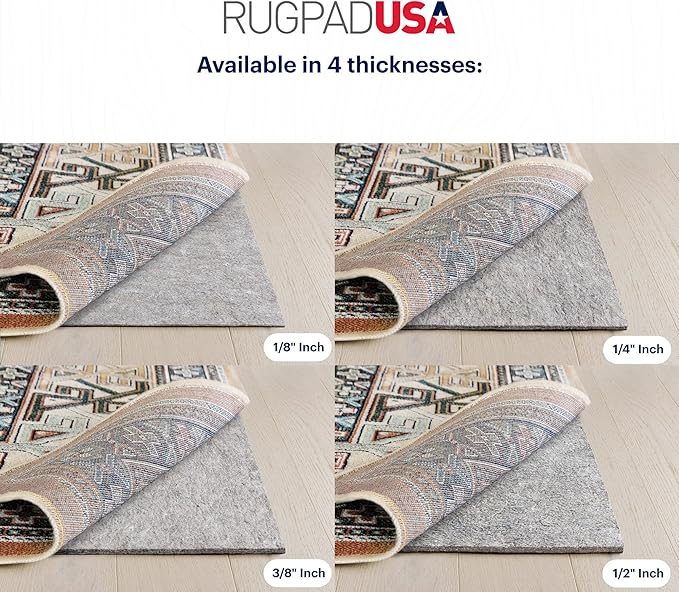 RUGPADUSA - Dual Surface - 2'6" x 9' - 3/8" Thick - Felt + Rubber - Enhanced Non-Slip Rug Pad - Adds Comfort and Protection - for Hard Surface Floors