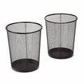 2-Pack 6-Gallon Round Steel Mesh Trash Can, Recycling Wastebasket, Black | Versatile and ventilated bin measures 13.75" high with a 11.5" top diameter