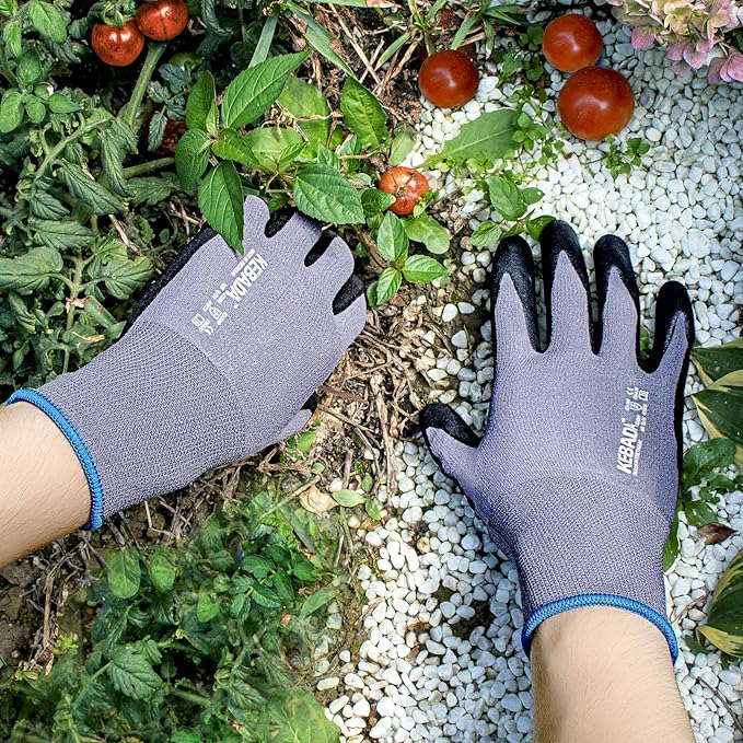 Kebada Work Gloves for Men and Women, Foam Nitrile Coated Safety Gloves with Grip, Ideal for Warehouse Package Handling, Gardening, Mechanic and Construction, XL