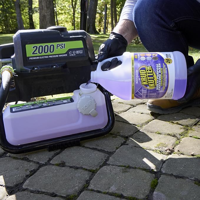 Krud Kutter Multi-Purpose Pressure Washer Concentrate & Manual Use Outdoor Cleaner | Deep Cleans Tough Dirt, Oil, Grease, and Stains for Vinyl, Concrete, Wood, Brick, Stone & More | 1 Gallon