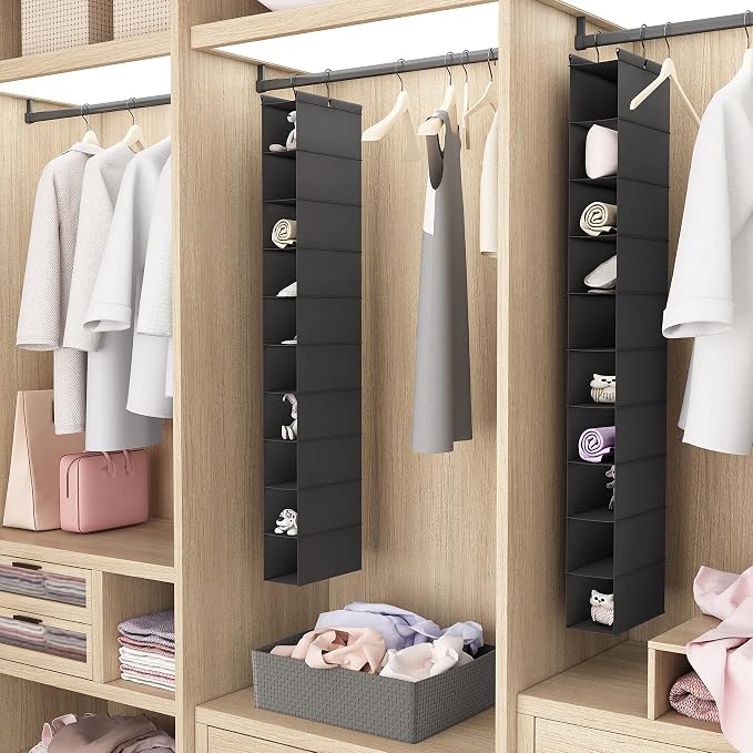 MAX Houser 2 Pack 10 Tier Foldable Hanging Shoe Organizer, Hanging Shoe Storage Shelf, Black