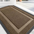 OLANLY Front Door Mat Indoor Outdoor Entrance, Waterproof All-Season, All-Weather Doormat, Sturdy Natural Rubber, Fade Resistant, Low Profile, Easy Clean Patio Porch Entryway Mat, 47x17, Brown