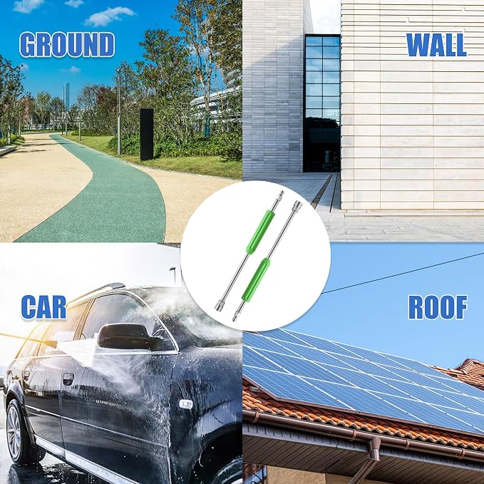 Pressure Washer Extension Wand, 17 Inch, Stainless Steel | Power Washer Lance with Green Protective Cover, 1/4'' Quick Connect, 2 Pack