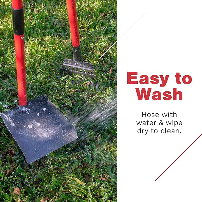 Pawler Pooper Scooper for Dogs with Long Handle Rake & Tray, Heavy Duty | Pawler Rustproof Aluminum Poop Scooper Set with 36+" Handles for Yard, Grass, Dirt & Gravel