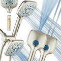 AquaCare 82-Mode High Pressure 6-way Combo with Filter & 2-mode Power Wash | Filters Chlorine & Toxins, Softens Hard Water for Healthy Skin & Hair. Handheld Shower Head Cleans Tub, Tile & Pets / Nickel