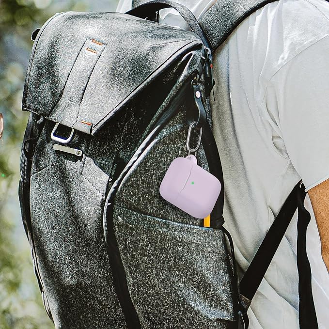for AirPods 1/2 Case Cover,Come with Cleaner Kit,Soft Skin Silicone Case Cover with Keychain,Full Protective Case for Men and Women,Compatible with AirPods 2nd Generation Case,Lavender