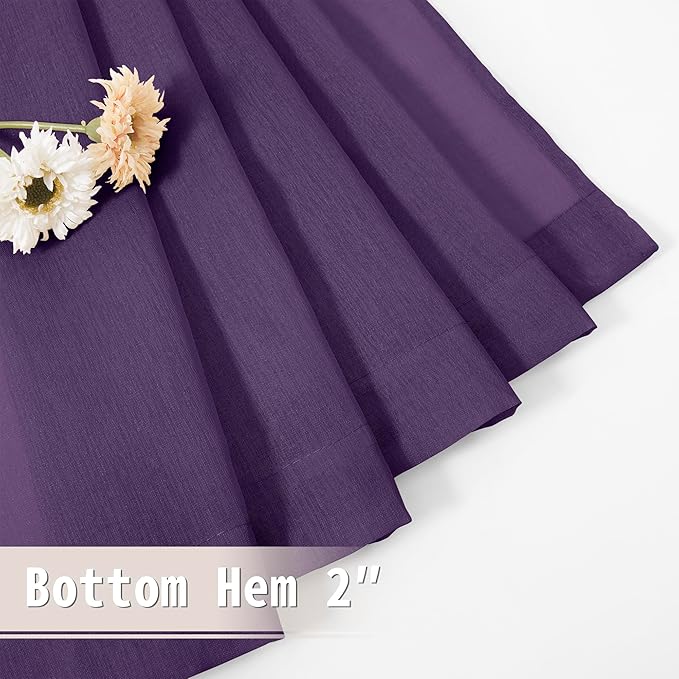 Tollpiz Sheer Door Curtain Closet Linen Textured Curtain Sheers Doorway Light Filtering Voile French Door Rod Pocket Curtains Patio Glass Door, 25 x 80 inches Long, Royal Purple, Set of 1 Panel