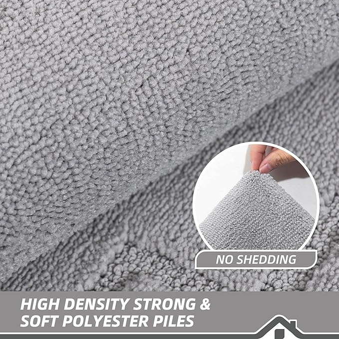 BEQHAUSE Door Mat 32" x 48", Non-Slip Door Mats Indoor Entryway Rugs Washable Low-Profile Absorbent and Stain Resist Floor Mats, Dog Door Mat for Front Back Door, Muddy Wet Shoes & Paws, Light Grey