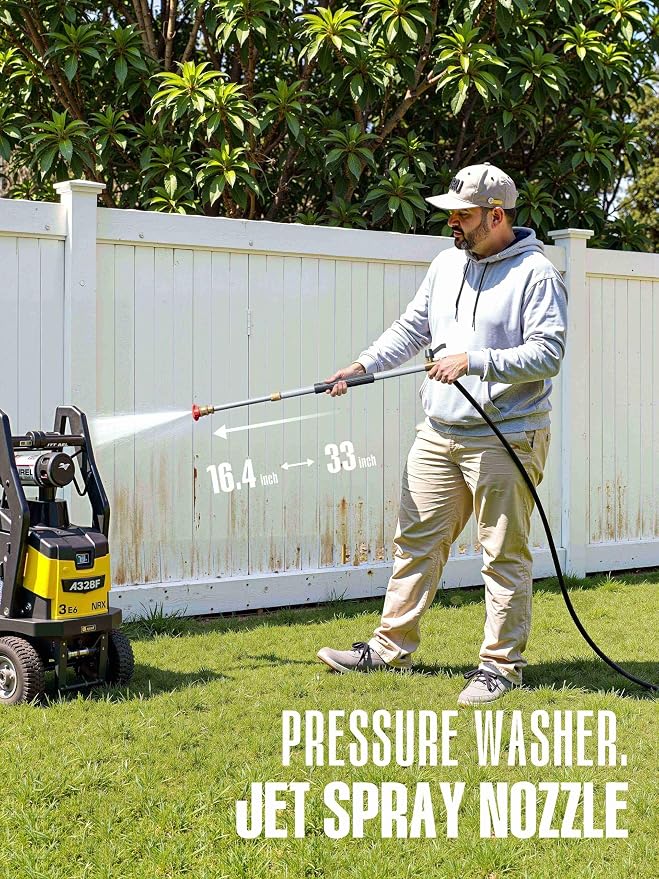 Upgraded Jet Nozzle Power Washer Wand Hose Nozzle, Adjustable Hydro Nozzle Wands 18-33 inch, Jet High Pressure Water Hose Sprayer with 5 Tips for Garden, Patio, Floor & Car, Black